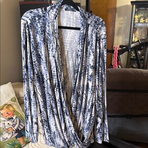 Stylish Blue and White Snake-print wrap shirt by Tart